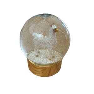 Gold and White Llama Snow Globe Water Glitter Boho Decor Glass